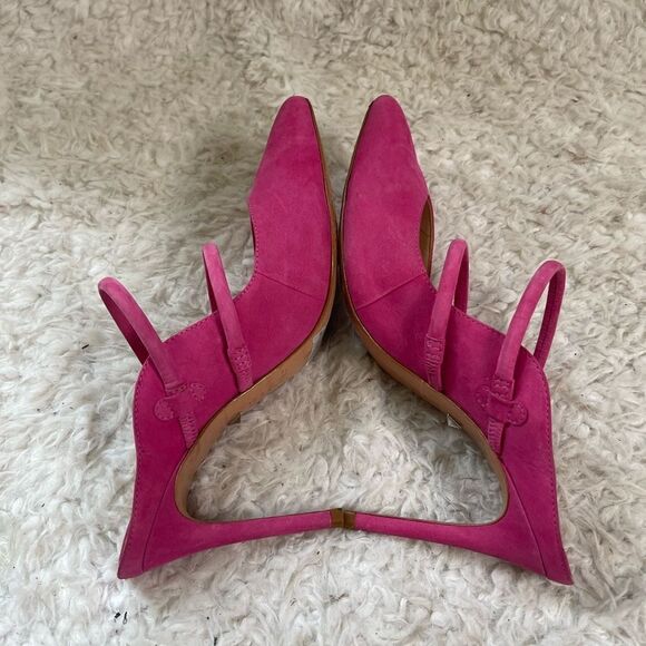 Schultz Hot Pink suede Mules 4”heels pointed toe Size9B - Picture 5 of 8